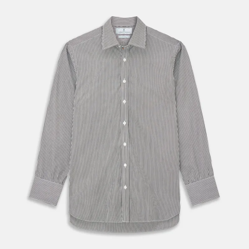 Black Candy Stripe Cotton Regular Fit Mayfair Shirt sold by Turnbull & Asser