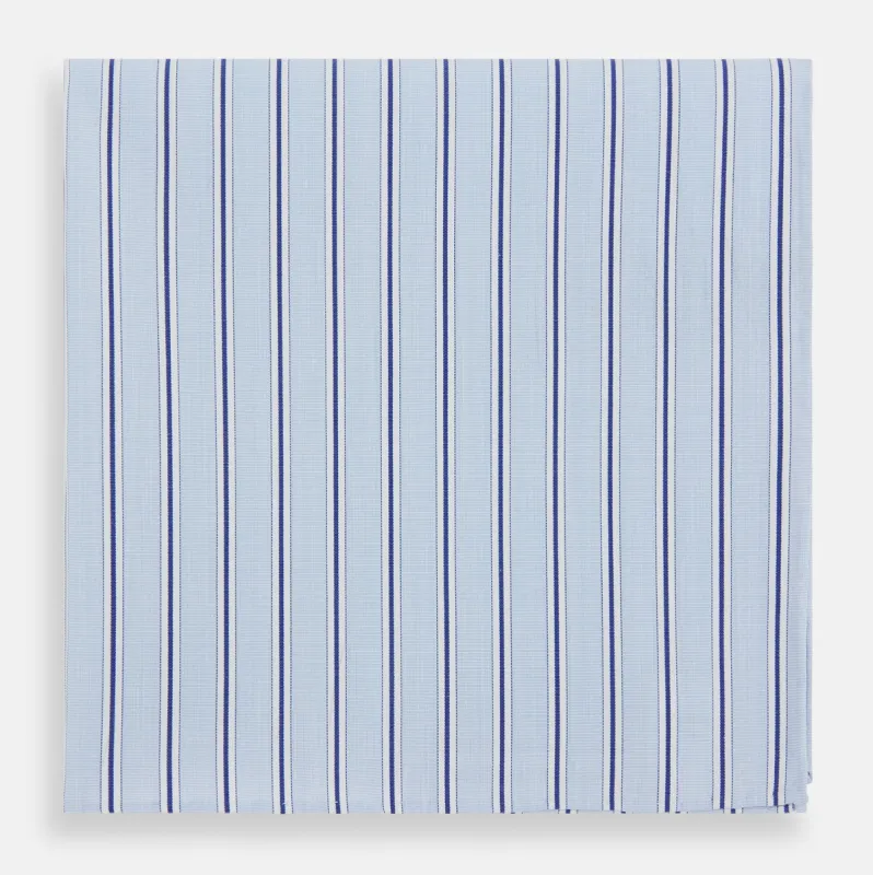 Hand Rolled Blue Multi Stripe Handkerchief sold by Turnbull & Asser