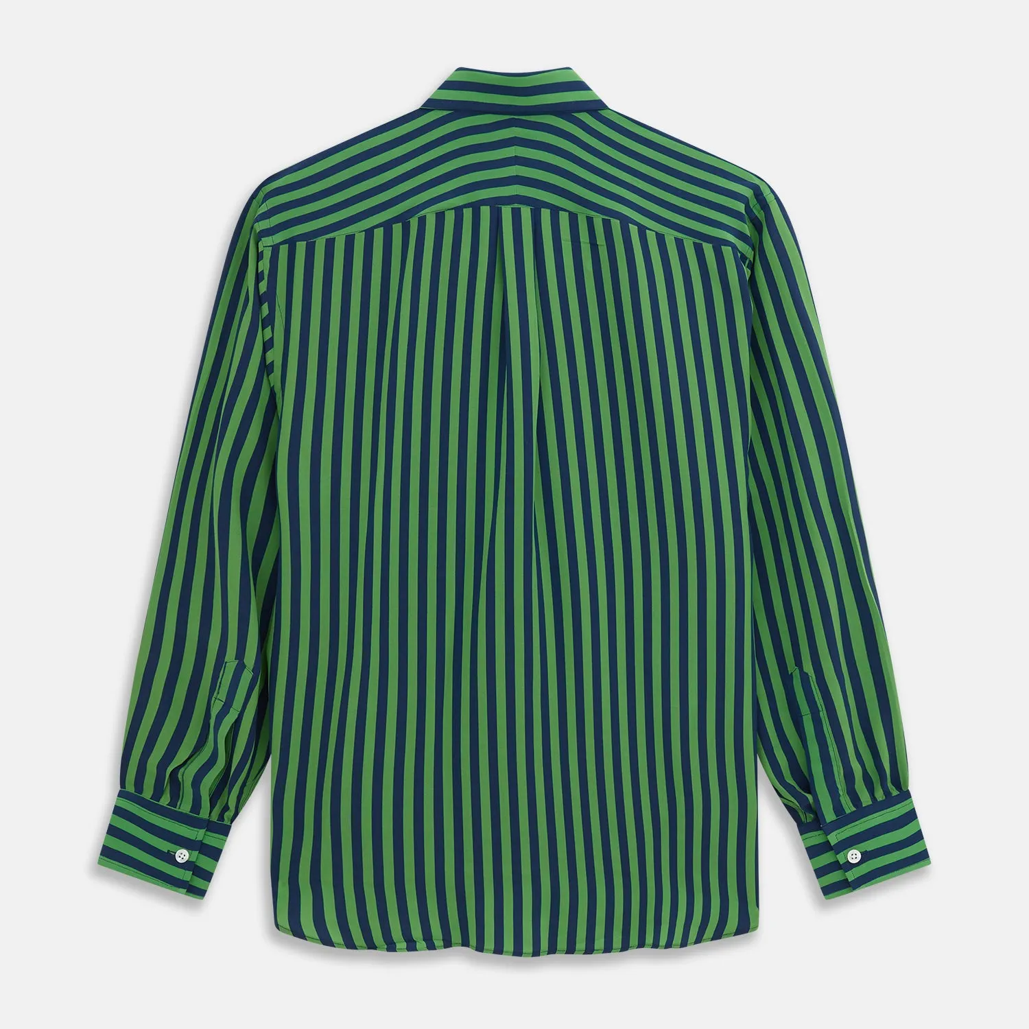 Green and Navy Candy Stripe Silk Weekend Fit Harold Shirt sold by Turnbull & Asser product image thumbnail 5