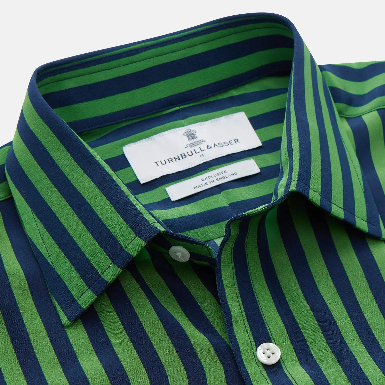 Green and Navy Candy Stripe Silk Weekend Fit Harold Shirt sold by Turnbull & Asser product image thumbnail 3