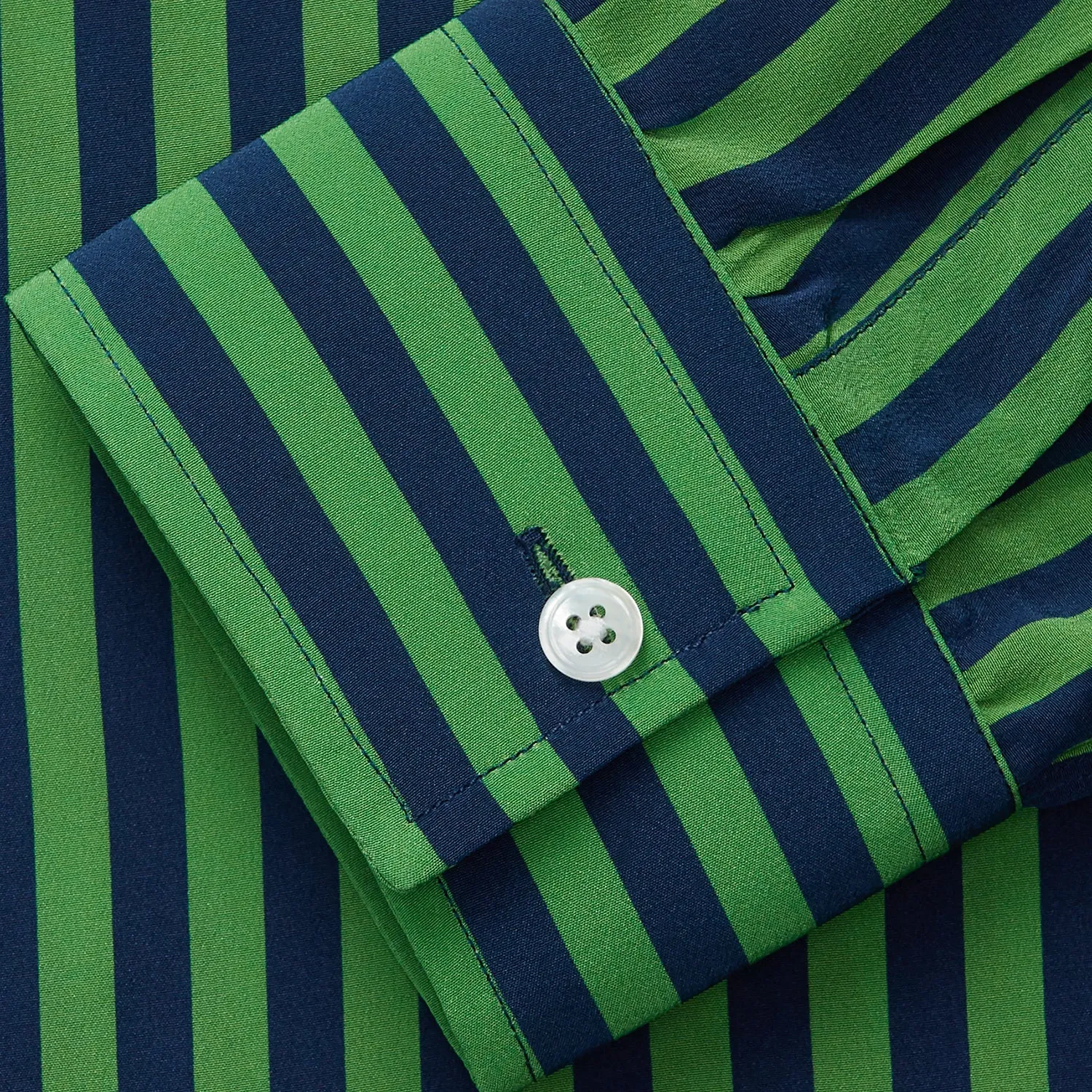 Green and Navy Candy Stripe Silk Weekend Fit Harold Shirt sold by Turnbull & Asser product image thumbnail 2