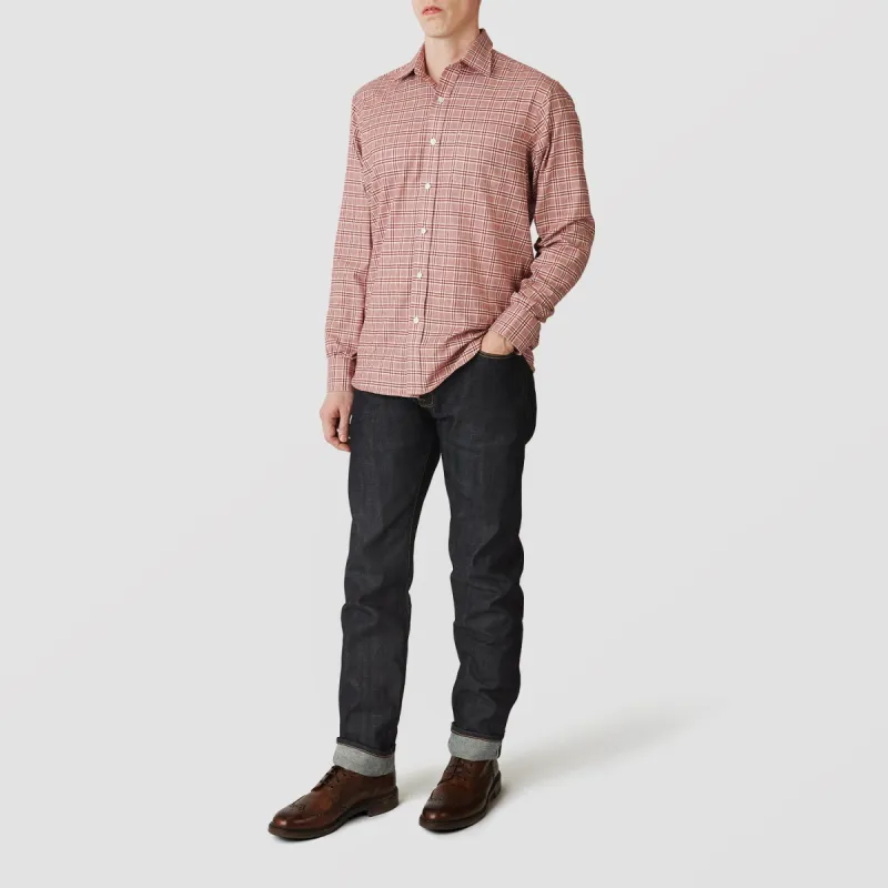 Red Check Weekend Fit Shirt With Derby Collar and 1-Button Cuffs sold by Turnbull & Asser