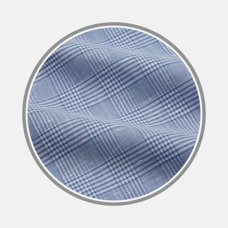 Pale Blue Multi Check Cotton Fabric sold by Turnbull & Asser