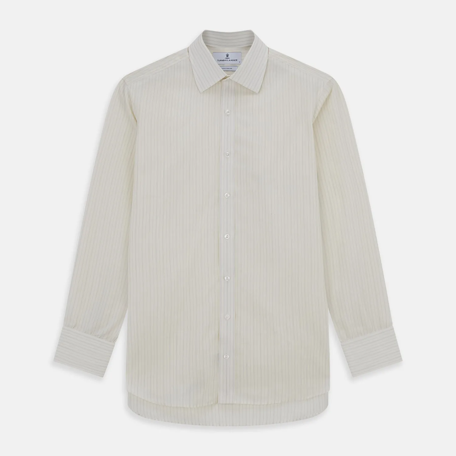 Pale Blue Fine Track Stripe Mayfair Shirt sold by Turnbull & Asser