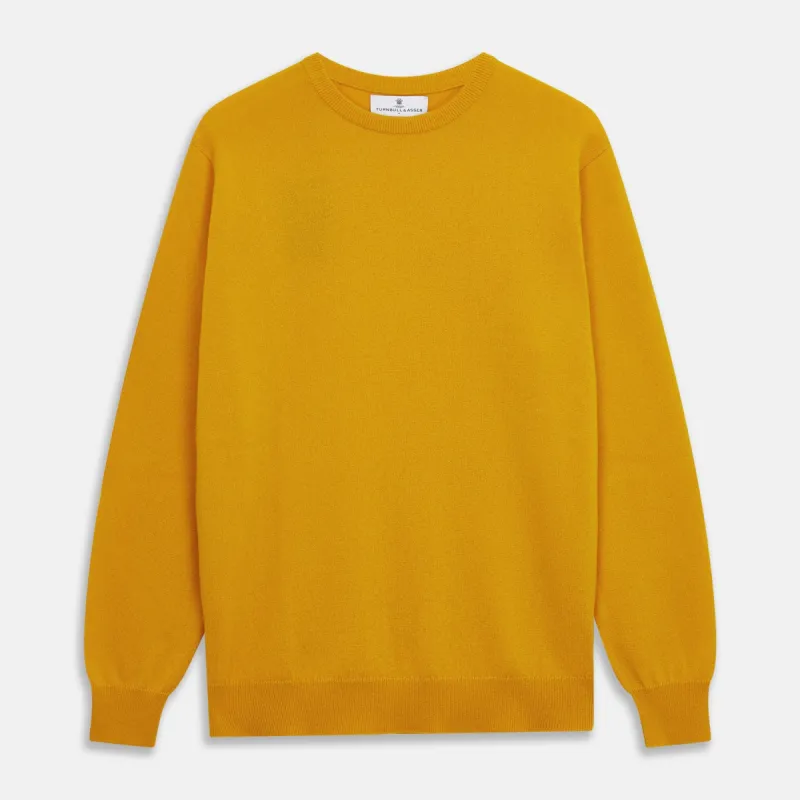 Gold Glenn Cashmere Crew Neck Jumper sold by Turnbull & Asser