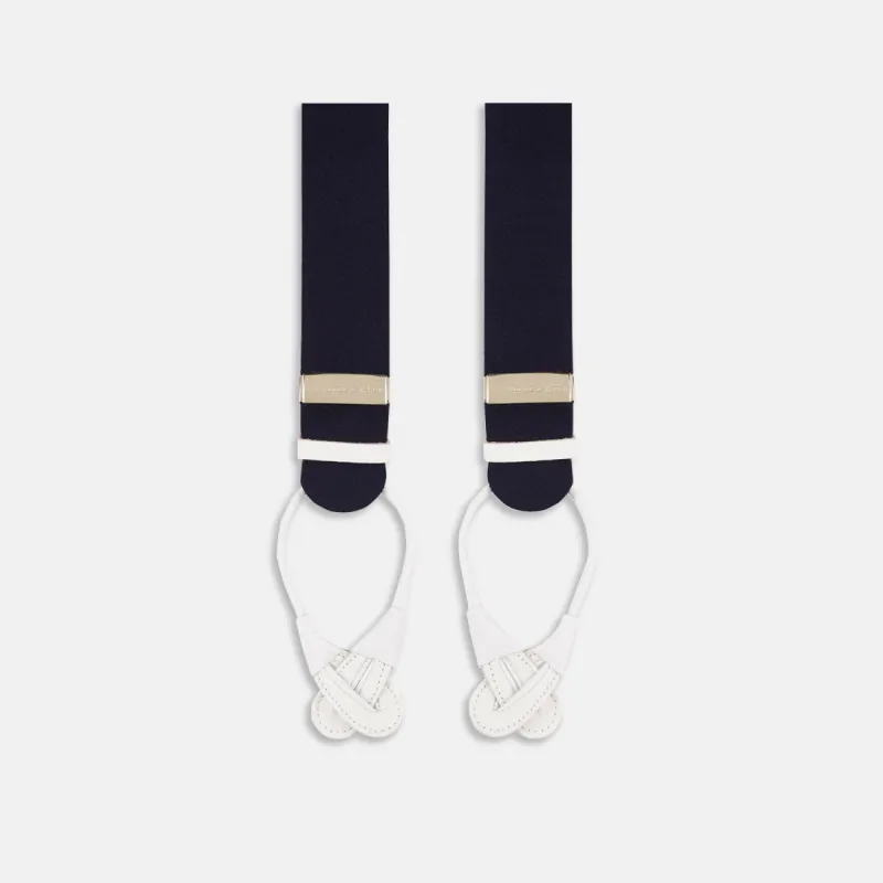 Navy Adjustable Felt Braces sold by Turnbull & Asser