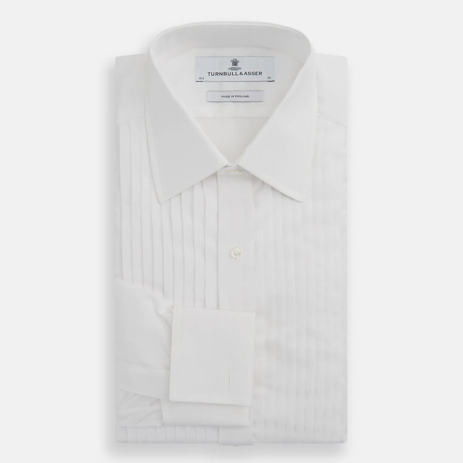 White Pleated Cotton Dress Shirt with T&A Collar and Double Cuffs sold by Turnbull & Asser product image thumbnail 4