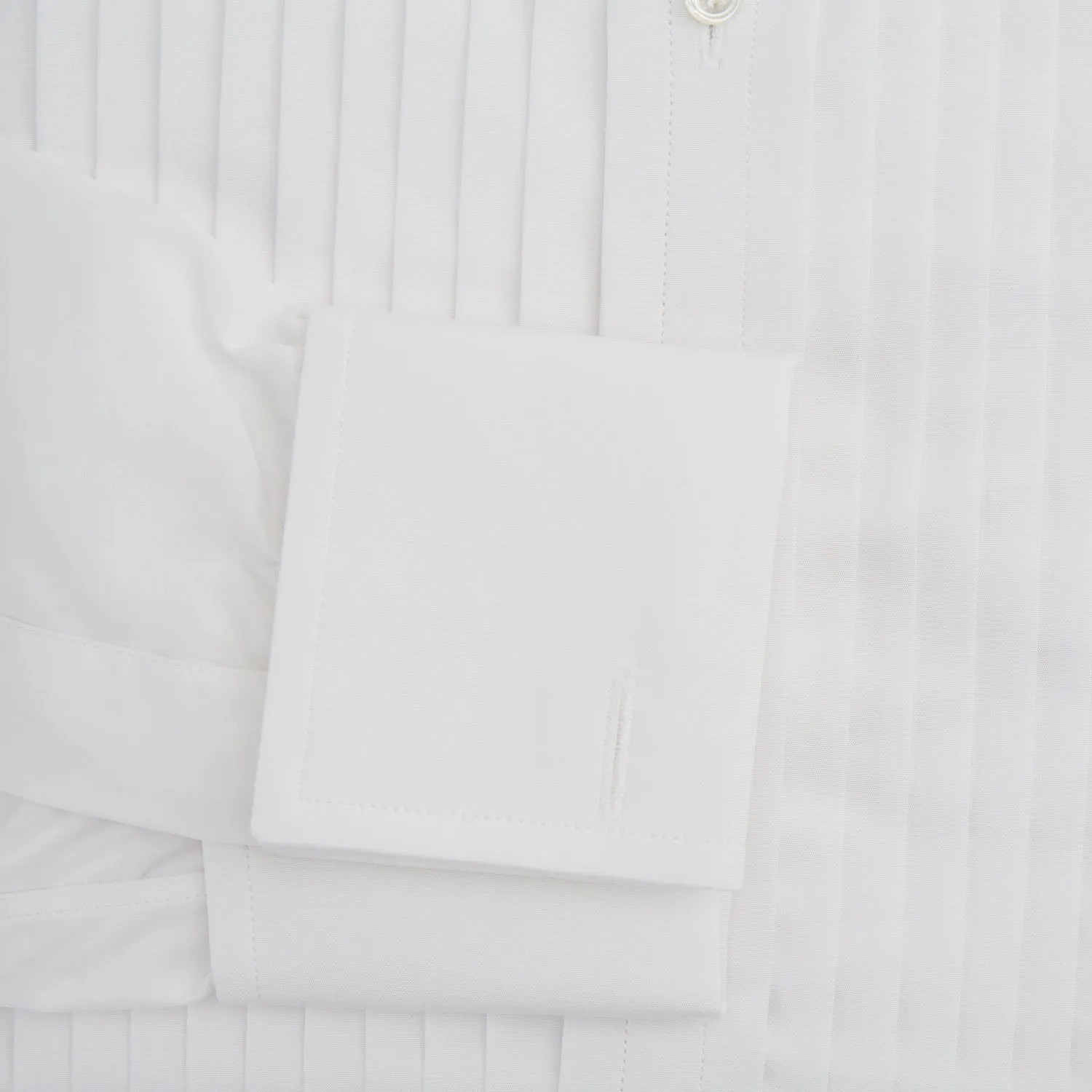 White Pleated Cotton Dress Shirt with T&A Collar and Double Cuffs sold by Turnbull & Asser product image thumbnail 3