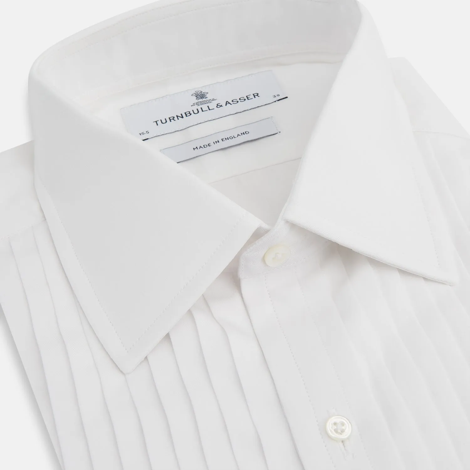 White Pleated Cotton Dress Shirt with T&A Collar and Double Cuffs sold by Turnbull & Asser product image thumbnail 2