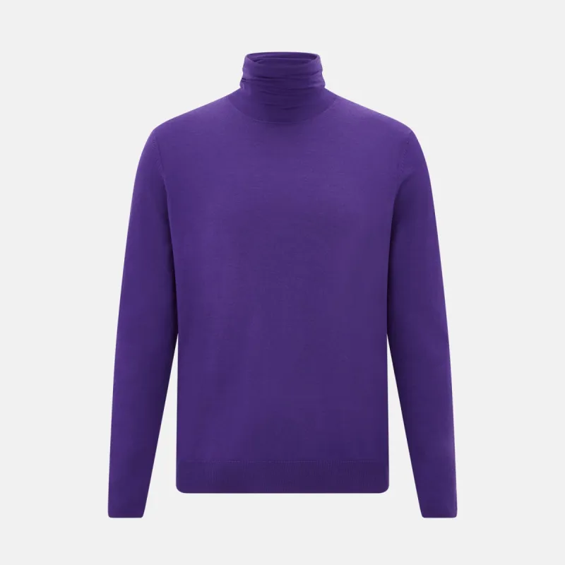 Purple Fine Merino High Neck Jumper sold by Turnbull & Asser