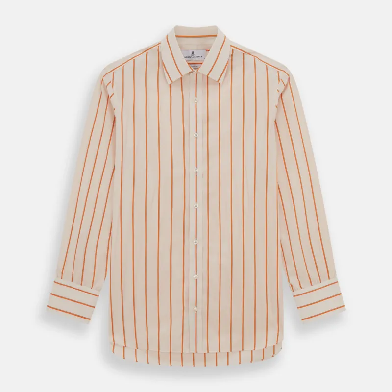 Orange Track Stripe Mayfair Shirt sold by Turnbull & Asser
