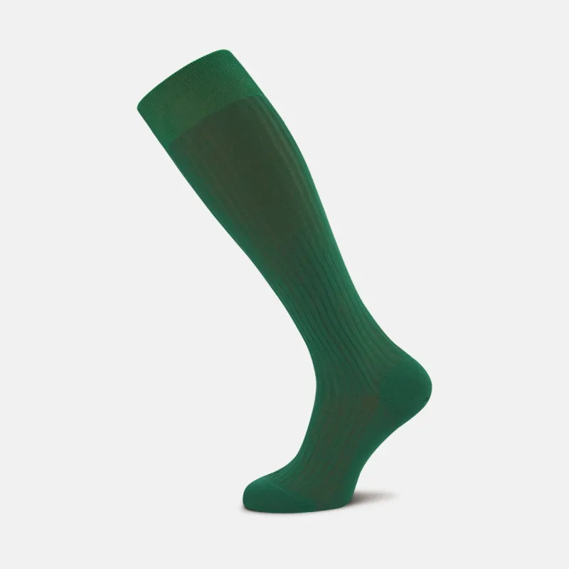 Clover Green Long Cotton Socks sold by Turnbull & Asser