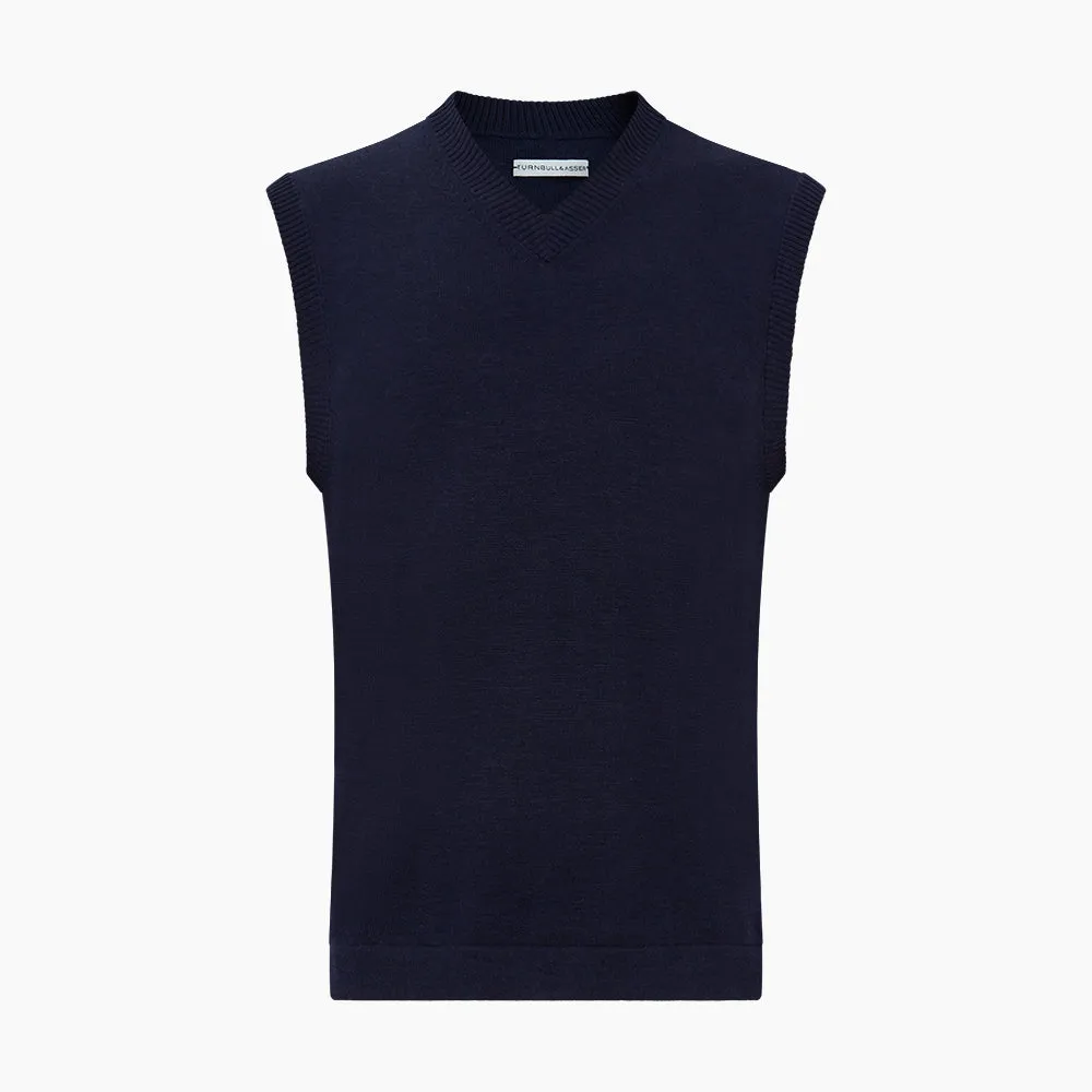 Navy Fine Merino V-Neck Vest sold by Turnbull & Asser product image thumbnail 4