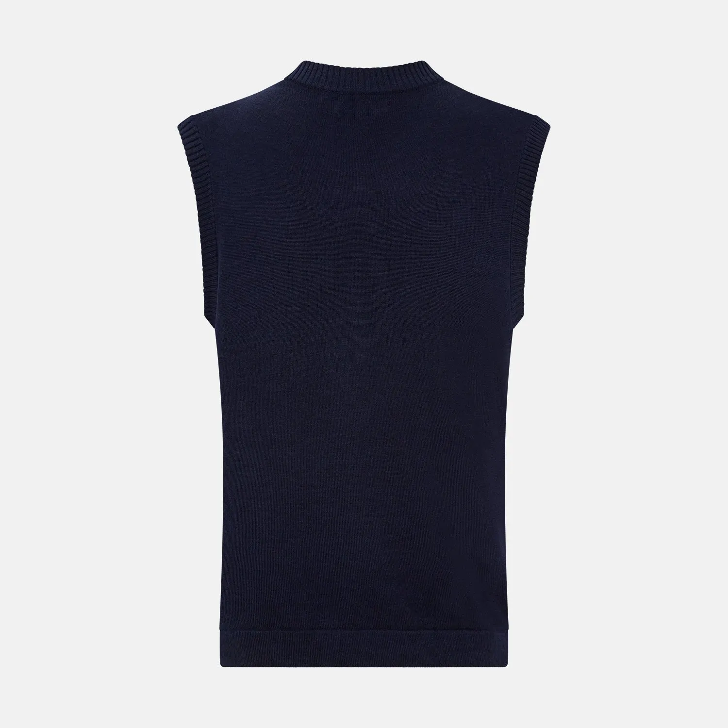 Navy Fine Merino V-Neck Vest sold by Turnbull & Asser product image thumbnail 3