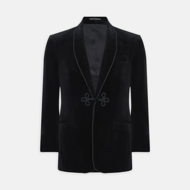 Black Single Breasted Velvet Smoking Jacket sold by Turnbull & Asser