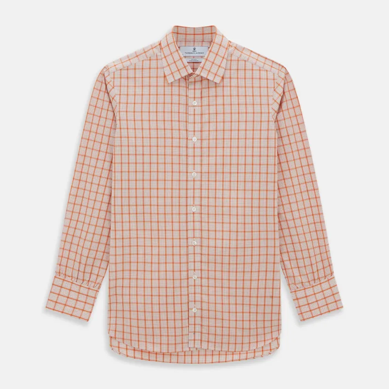 Orange Graph Overlay Check Mayfair Shirt sold by Turnbull & Asser