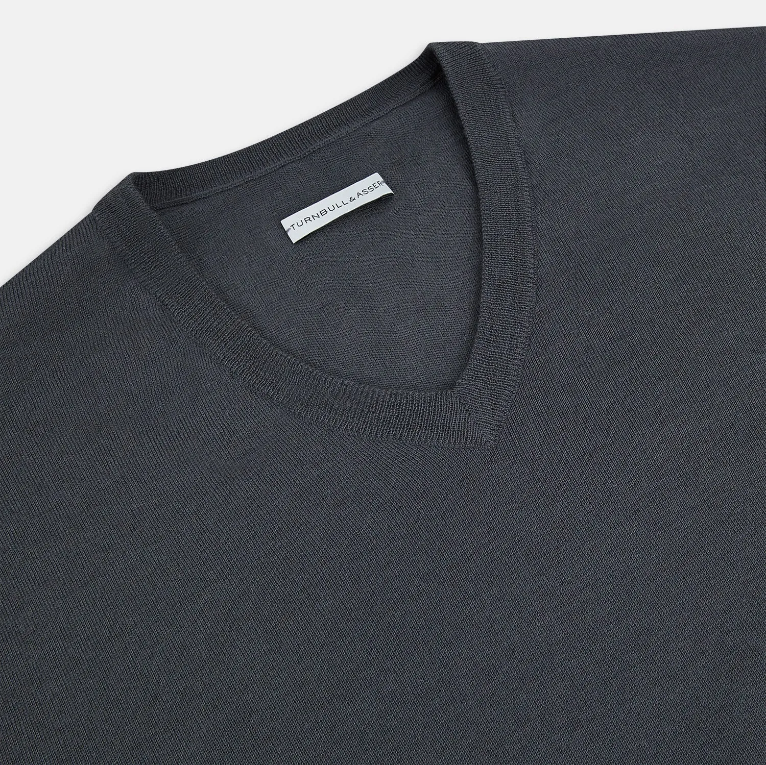 Charcoal Grey Merino V-Neck Jumper sold by Turnbull & Asser product image thumbnail 2