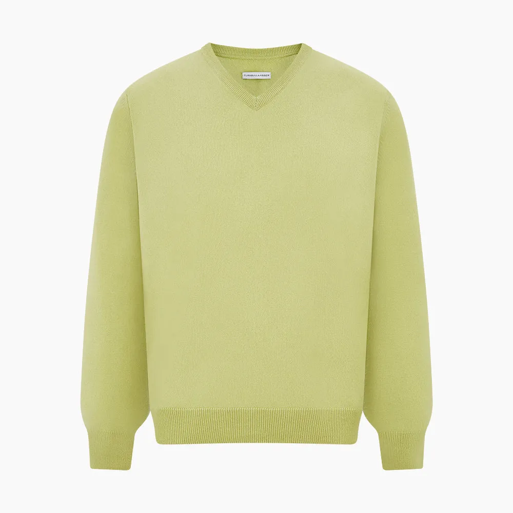 Melon Green Cashmere V-Neck Jumper sold by Turnbull & Asser product image thumbnail 5