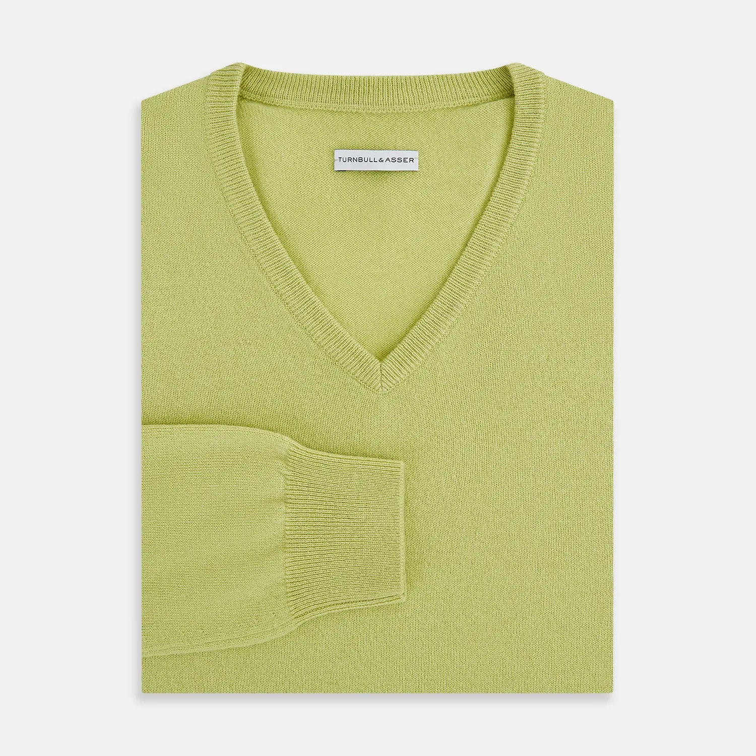 Melon Green Cashmere V-Neck Jumper sold by Turnbull & Asser product image thumbnail 4