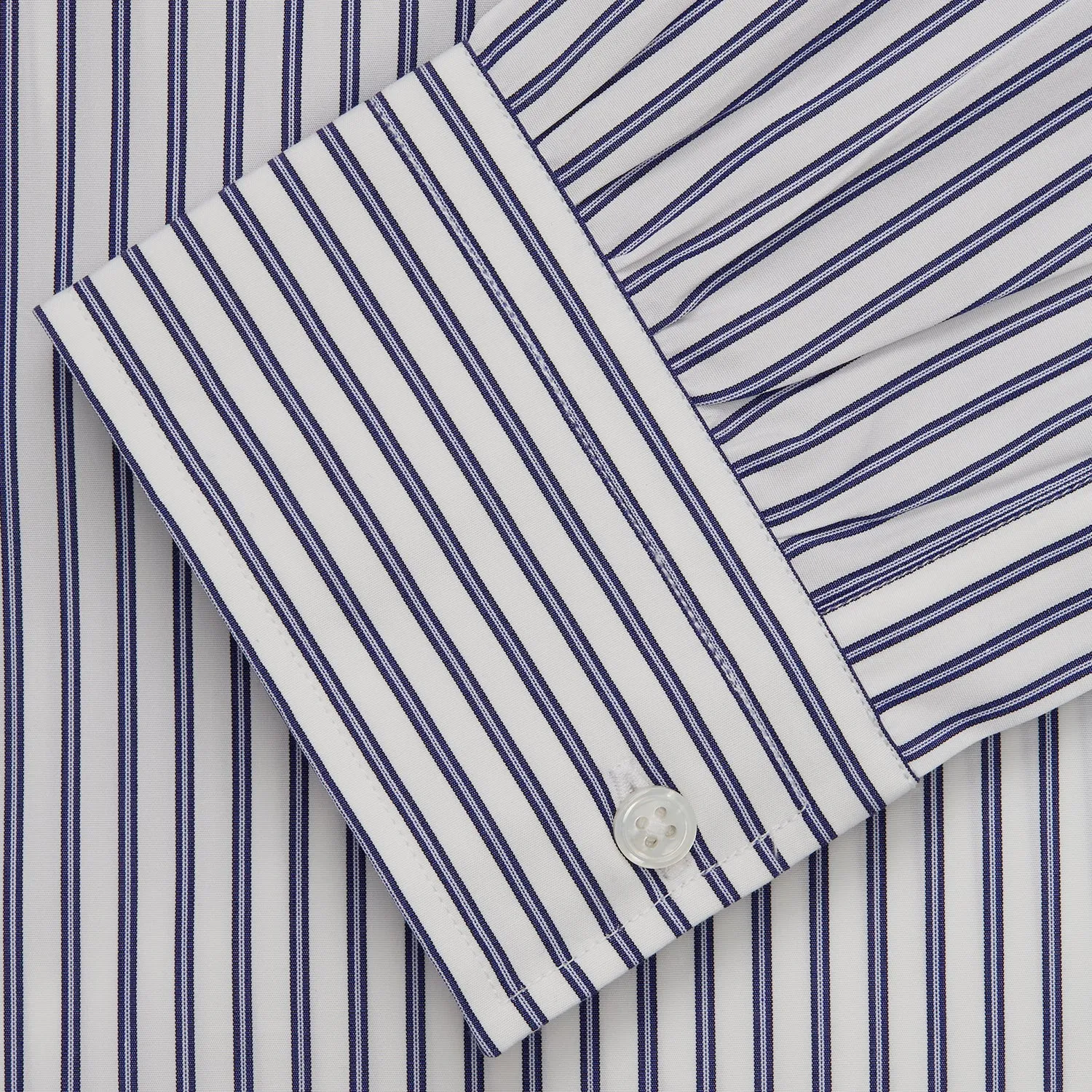 Navy Stripe Weekend Fit Shirt with Derby Collar and 1-Button Cuffs sold by Turnbull & Asser product image thumbnail 3