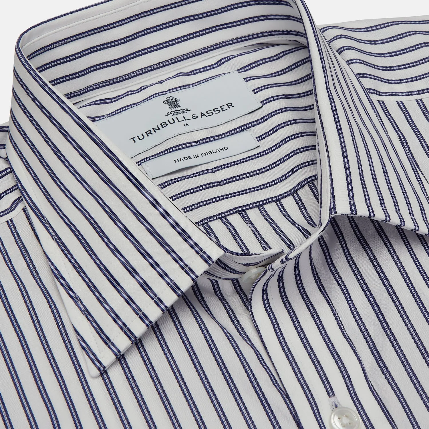 Navy Stripe Weekend Fit Shirt with Derby Collar and 1-Button Cuffs sold by Turnbull & Asser product image thumbnail 2