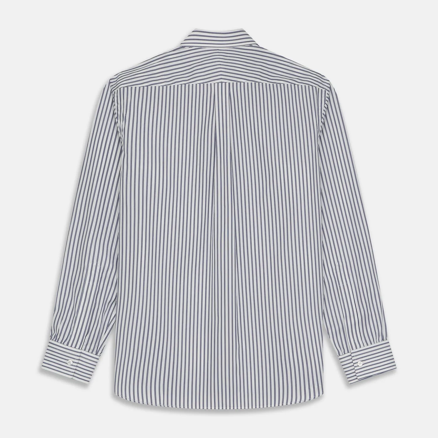 Navy Stripe Weekend Fit Shirt with Derby Collar and 1-Button Cuffs sold by Turnbull & Asser product image thumbnail 4