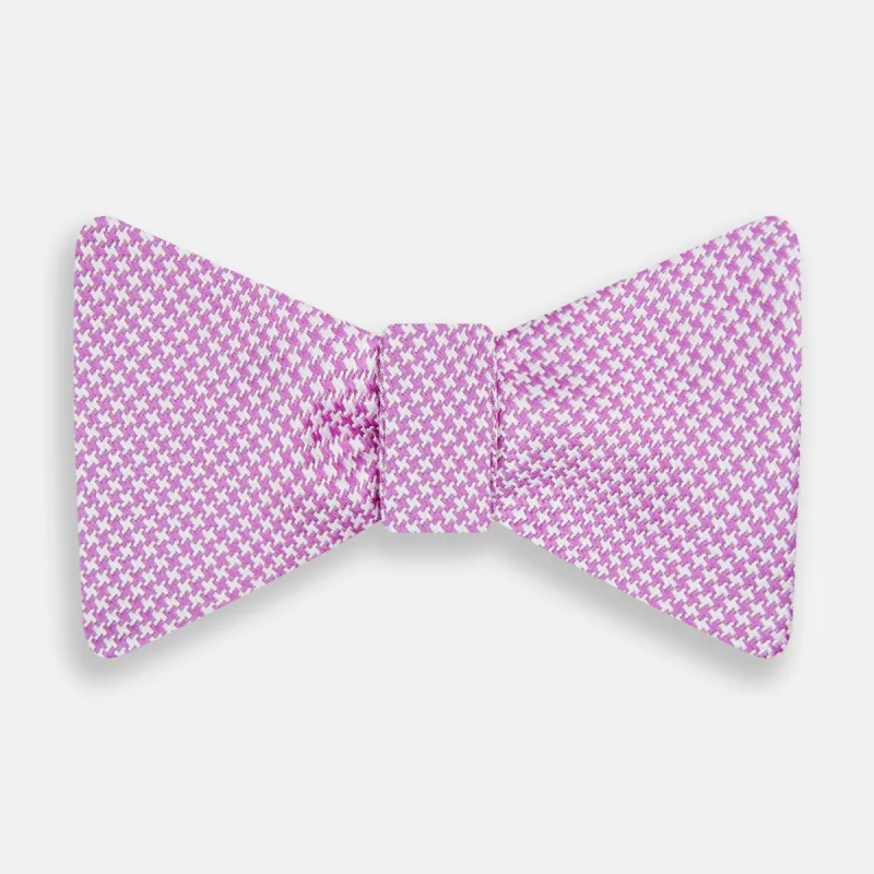 Pink and White Hounstooth Silk Bow Tie sold by Turnbull & Asser