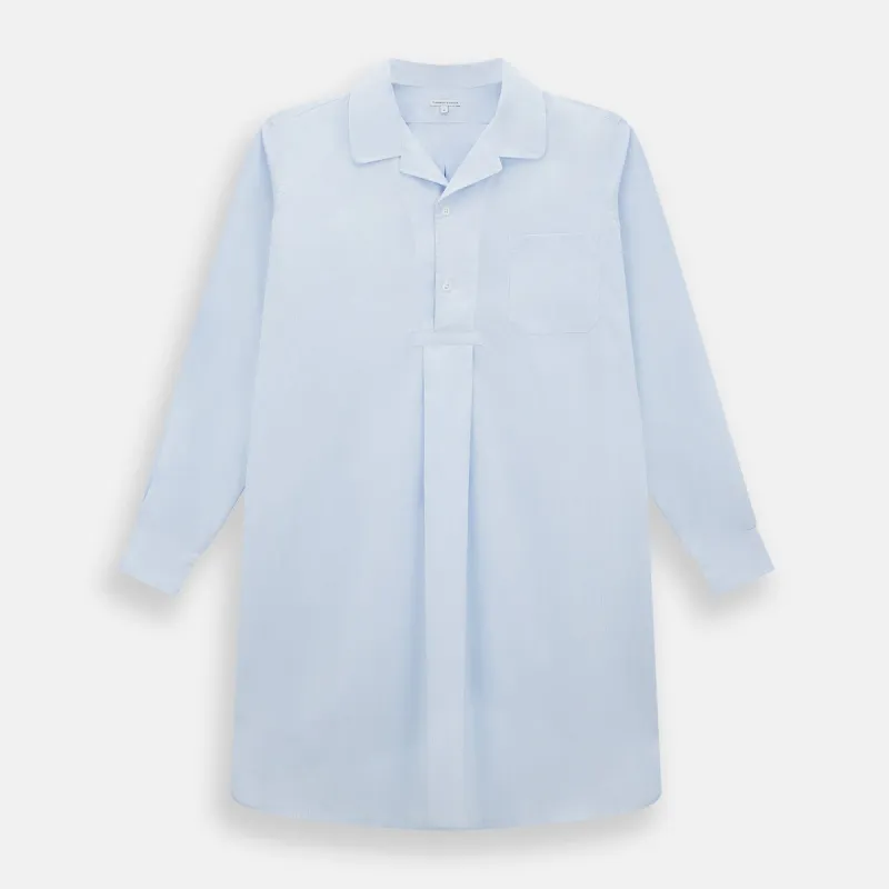 Pale Blue Fine Micro Check Nightshirt sold by Turnbull & Asser