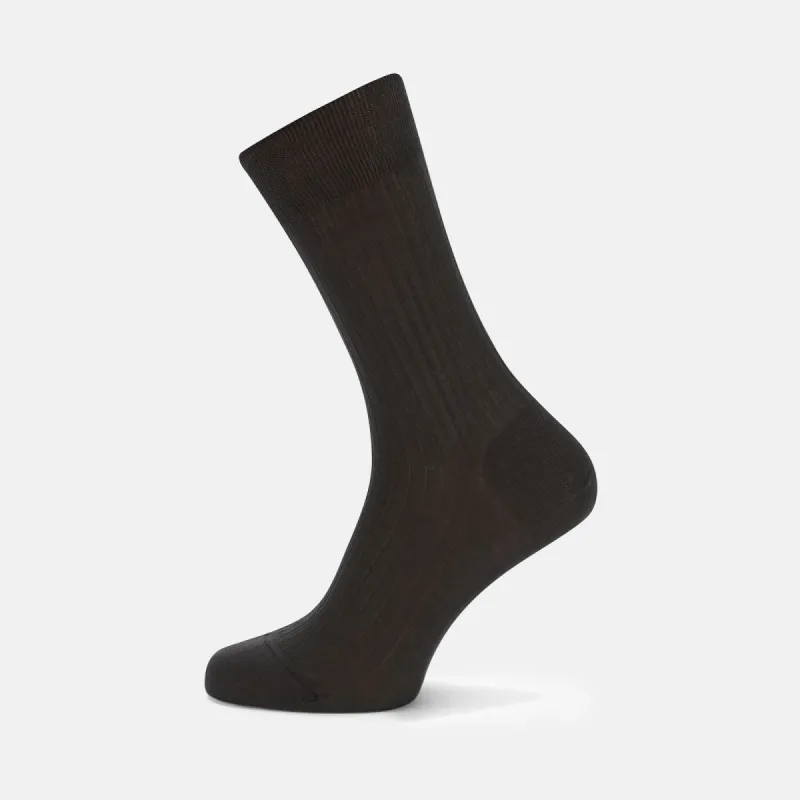 Charcoal Short Cotton Socks sold by Turnbull & Asser