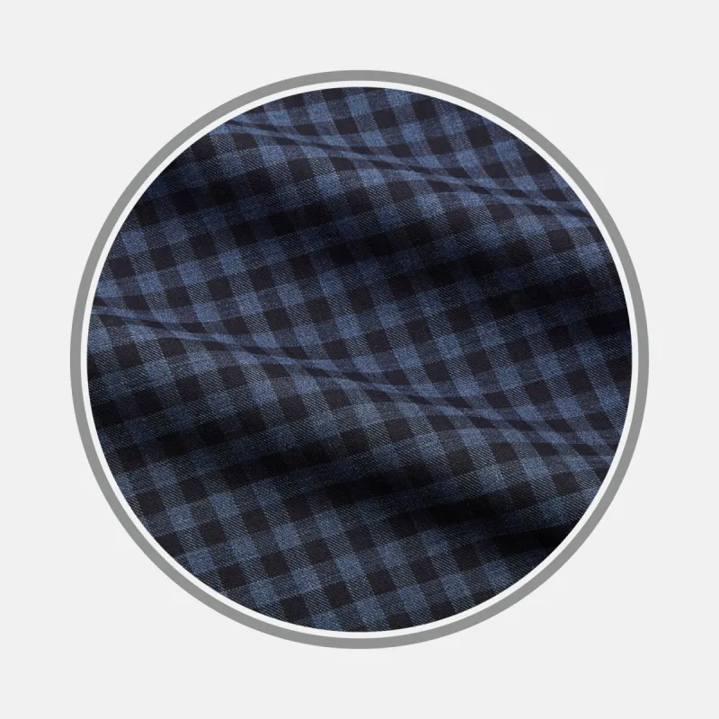 Navy Check Cotton Fabric sold by Turnbull & Asser