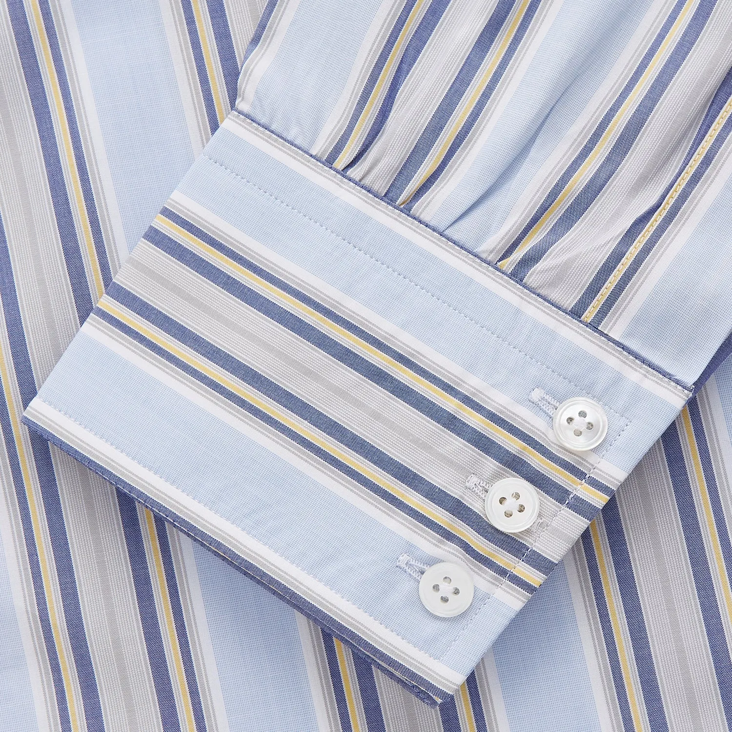 Pale Blue and Yellow Stripe Cotton Regular Fit Mayfair Shirt sold by Turnbull & Asser product image thumbnail 3