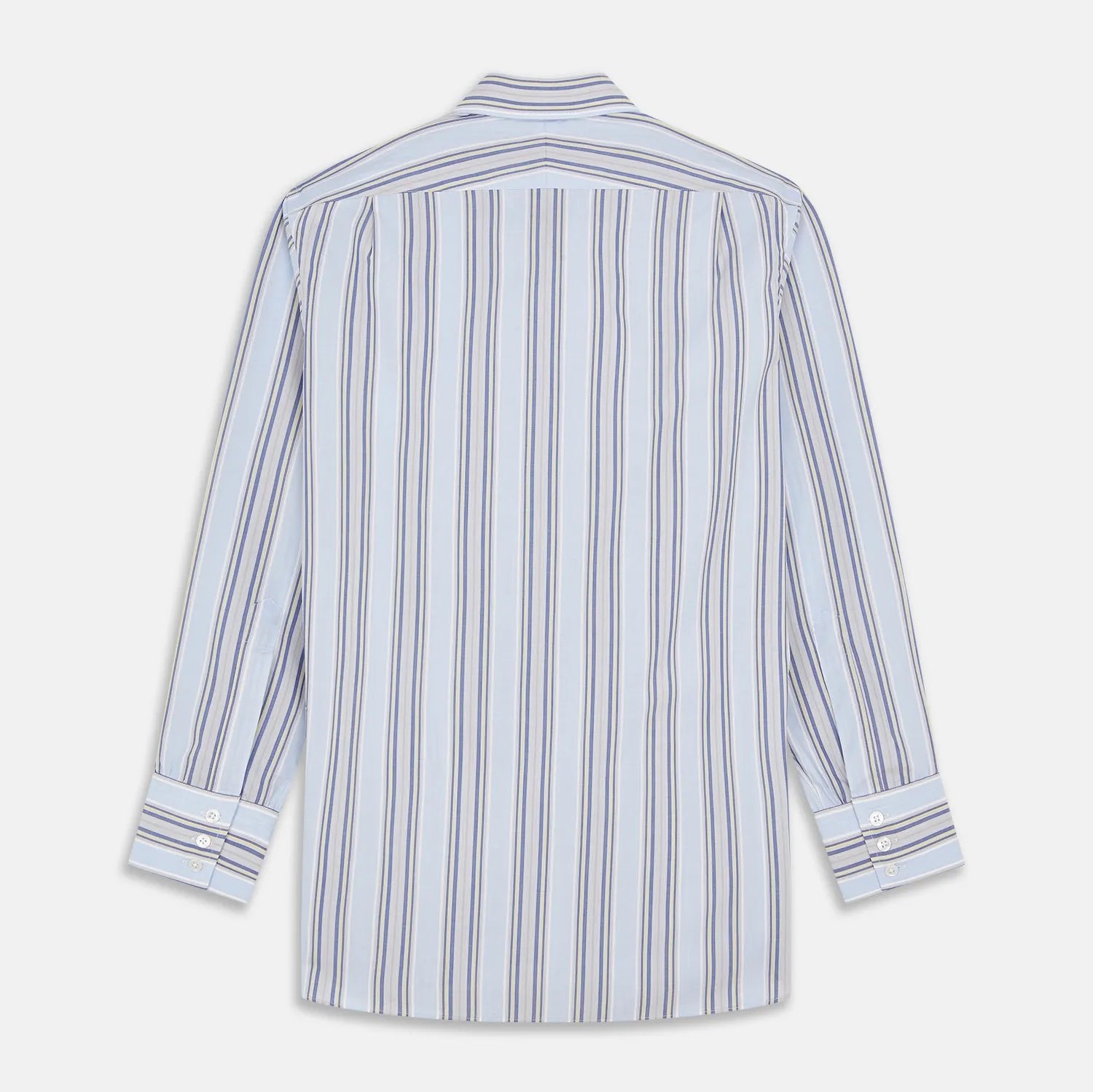 Pale Blue and Yellow Stripe Cotton Regular Fit Mayfair Shirt sold by Turnbull & Asser product image thumbnail 5