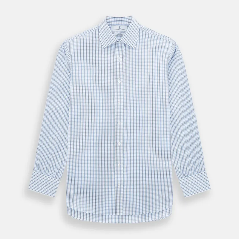 Blue and Navy Tattersall Check Mayfair Shirt sold by Turnbull & Asser