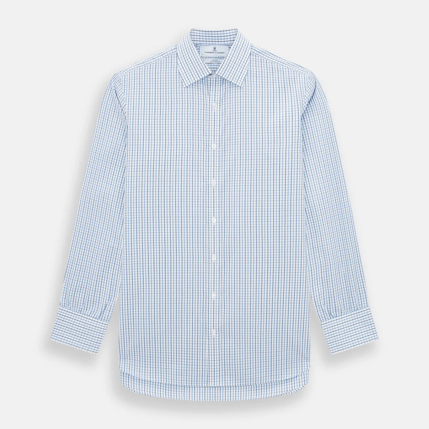 Blue and Navy Tattersall Check Mayfair Shirt sold by Turnbull & Asser
