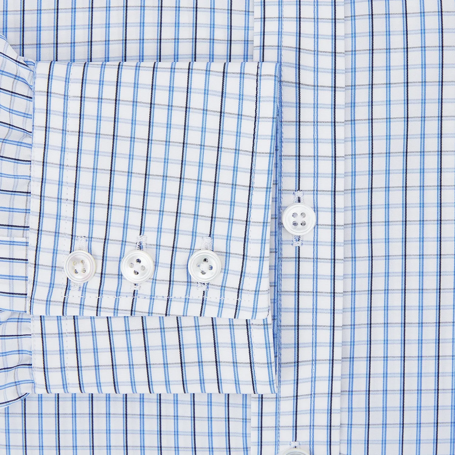 Blue and Navy Tattersall Check Mayfair Shirt sold by Turnbull & Asser product image thumbnail 4