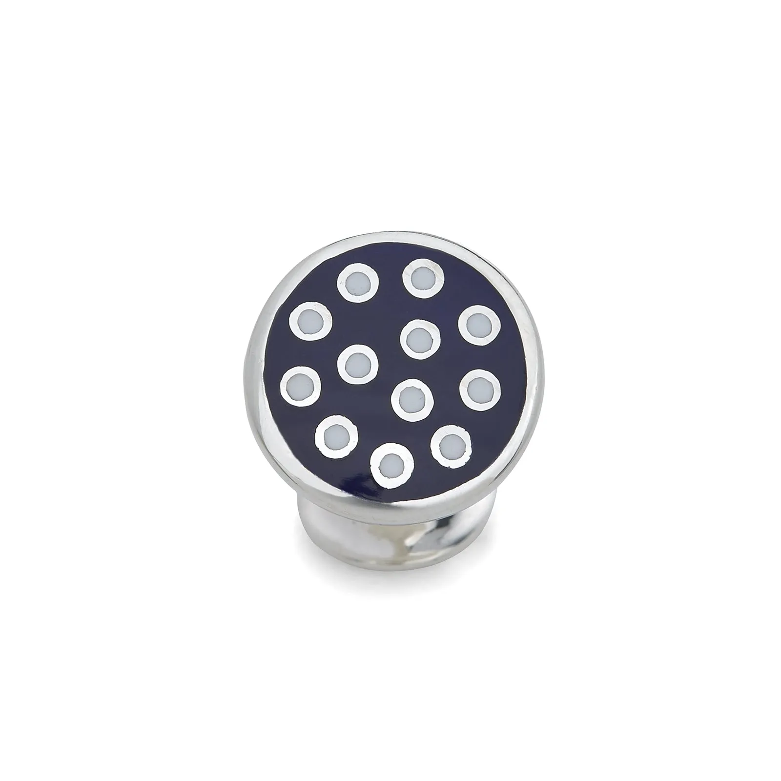 Spotted Navy and White Sterling Silver Enamelled Cufflinks sold by Turnbull & Asser product image thumbnail 3