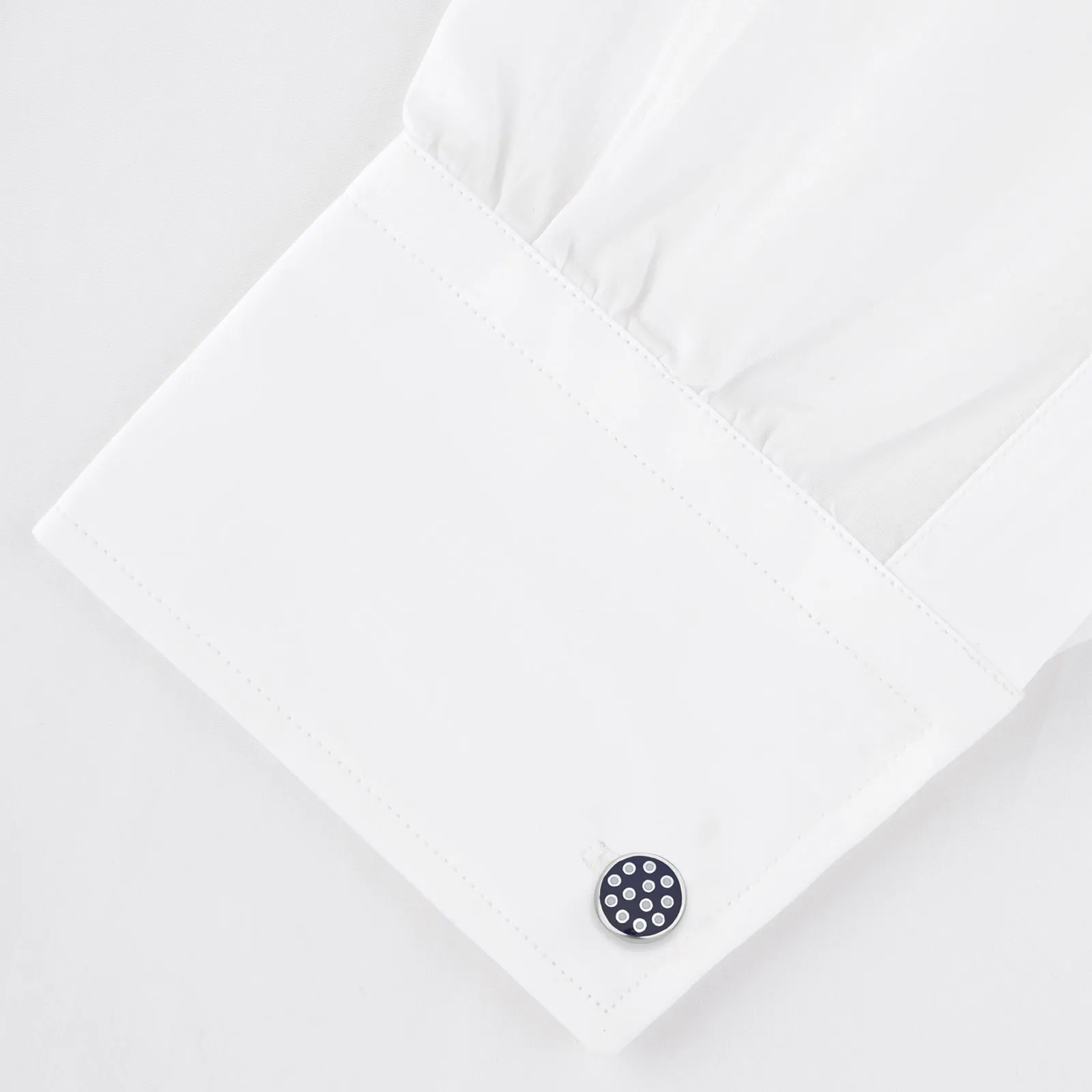 Spotted Navy and White Sterling Silver Enamelled Cufflinks sold by Turnbull & Asser product image thumbnail 4
