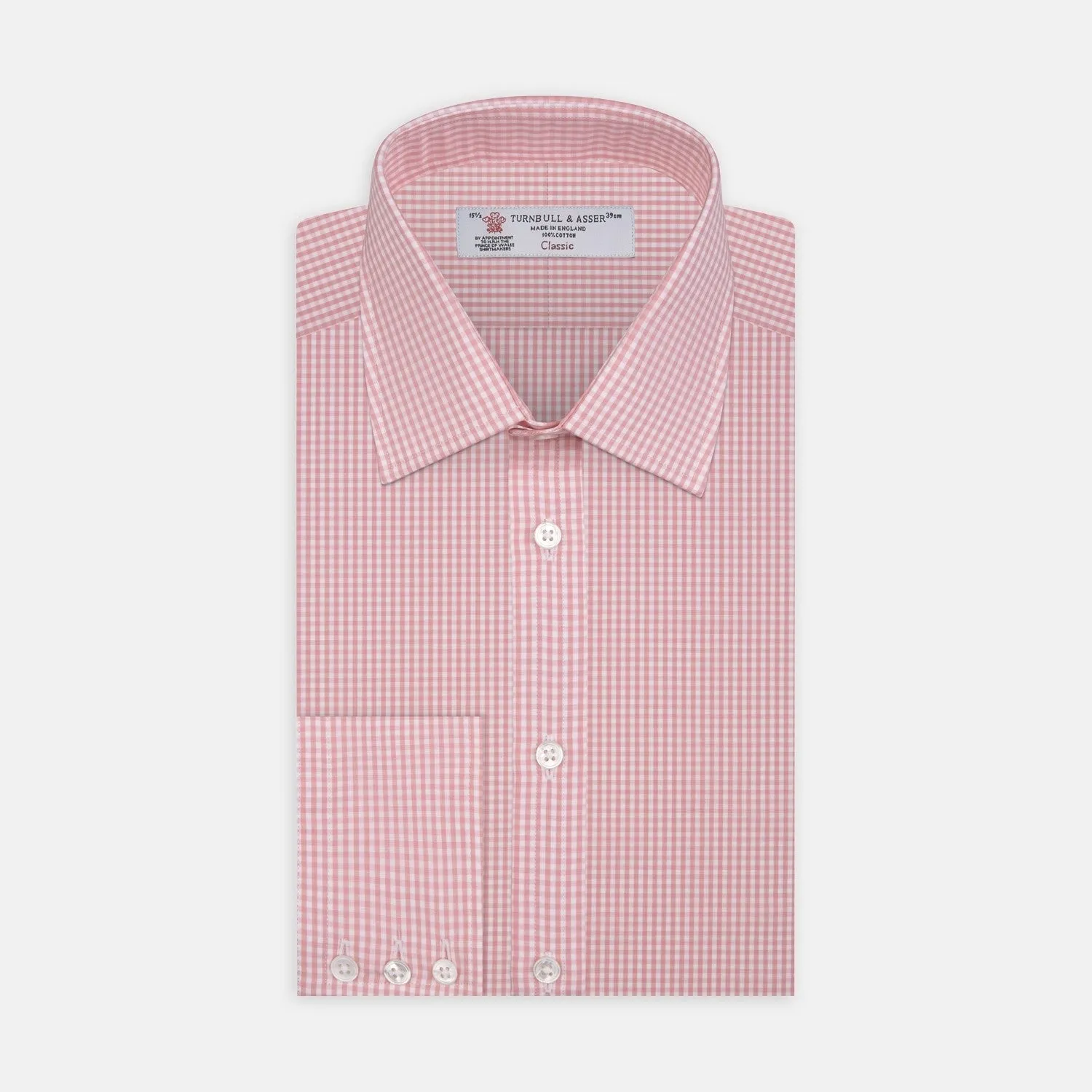 Light Pink Gingham Check Cotton Fabric sold by Turnbull & Asser product image thumbnail 2