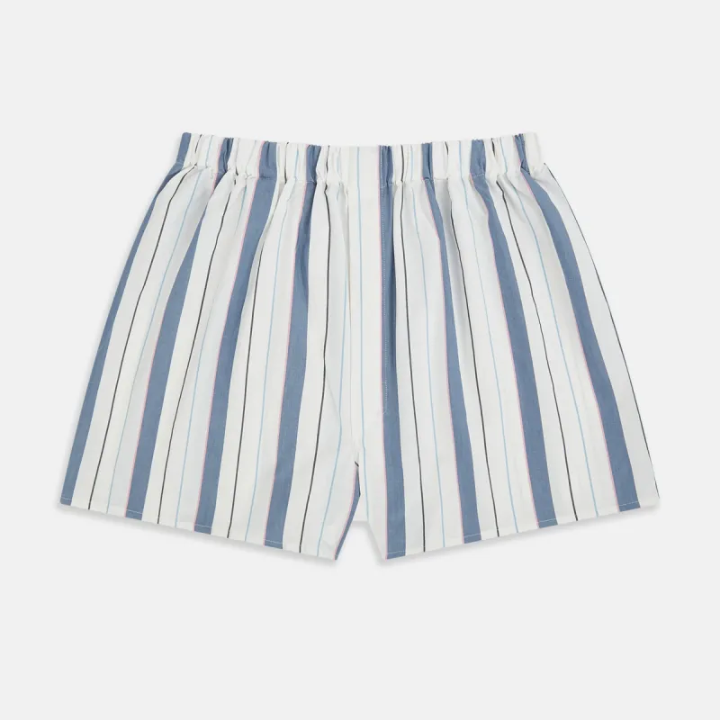 Blue Blazer Stripe Godfrey Boxer Shorts sold by Turnbull & Asser
