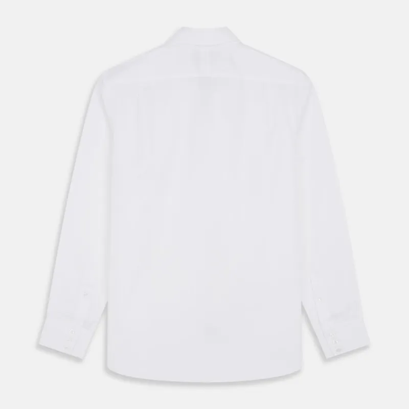 White Herringbone Tailored Fit Shirt With Kent Collar sold by Turnbull & Asser