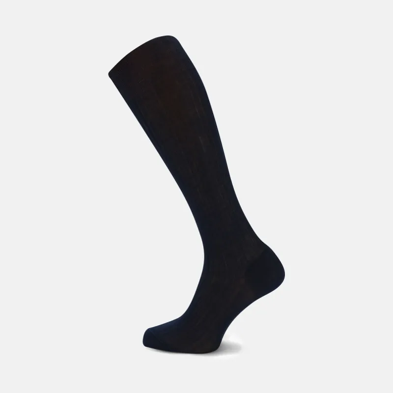Navy Long Cotton Socks sold by Turnbull & Asser