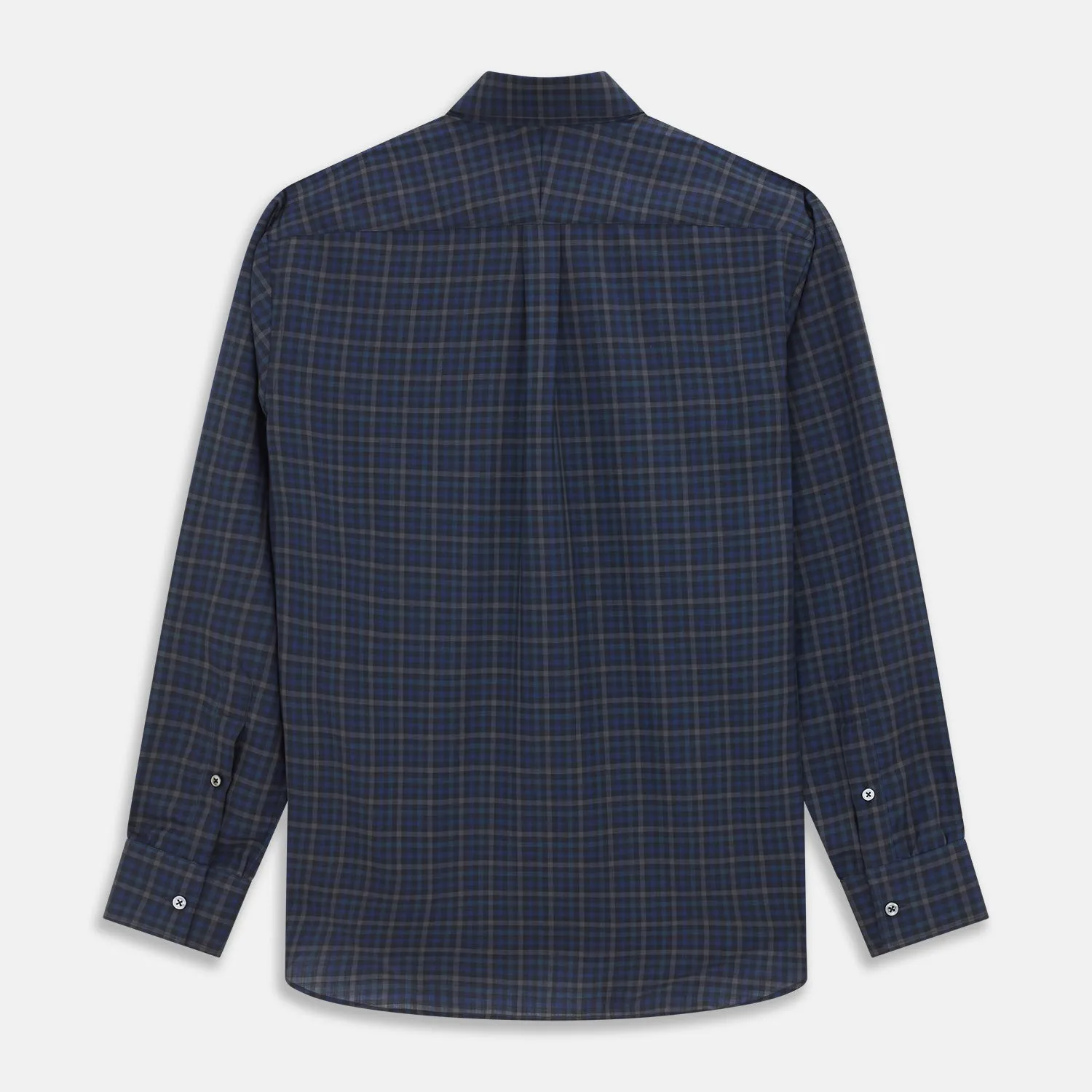 Blue Multi Check Wool Weekend Fit Hayne Shirt sold by Turnbull & Asser product image thumbnail 5