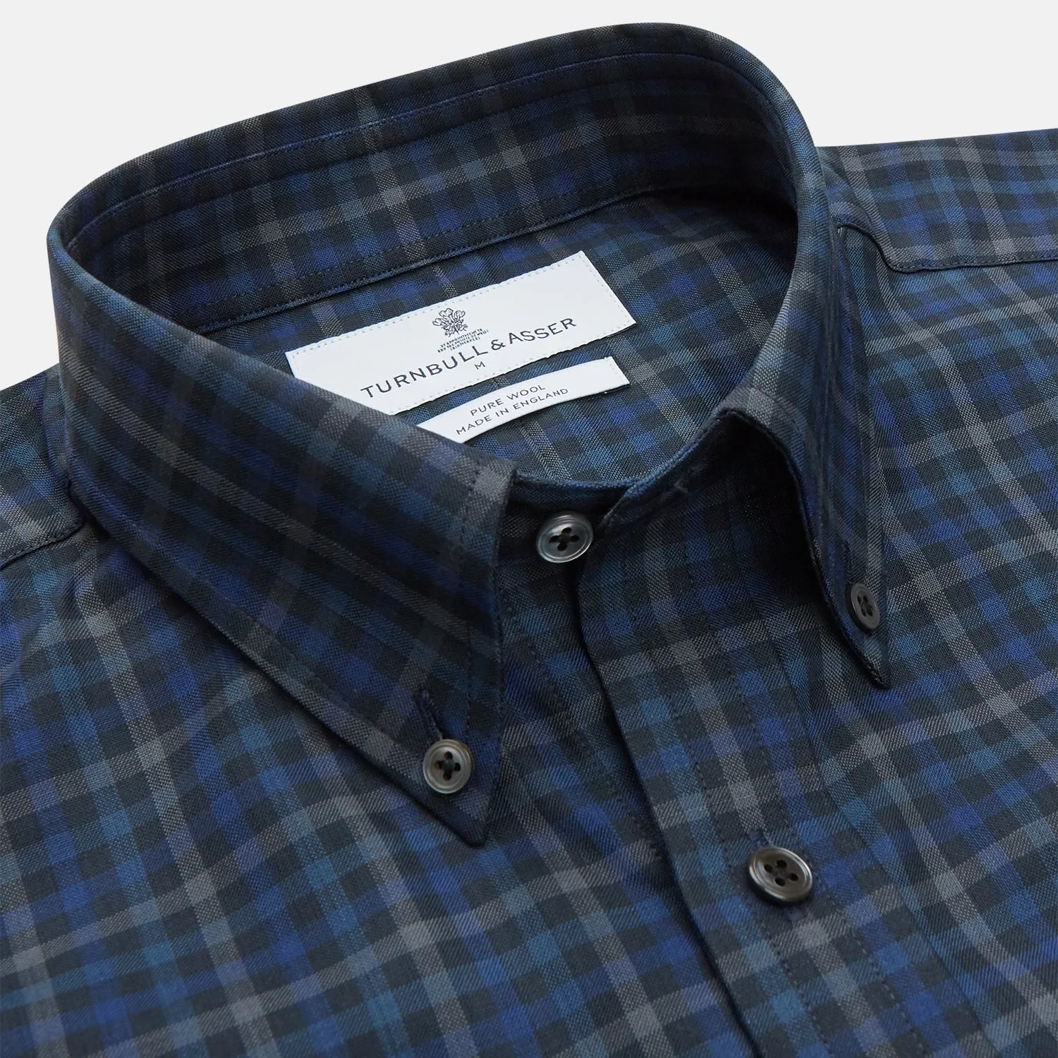 Blue Multi Check Wool Weekend Fit Hayne Shirt sold by Turnbull & Asser product image thumbnail 2