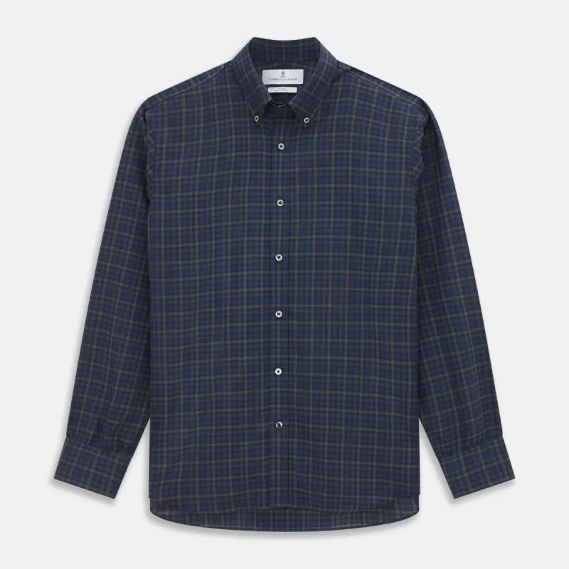 Blue Multi Check Wool Weekend Fit Hayne Shirt sold by Turnbull & Asser