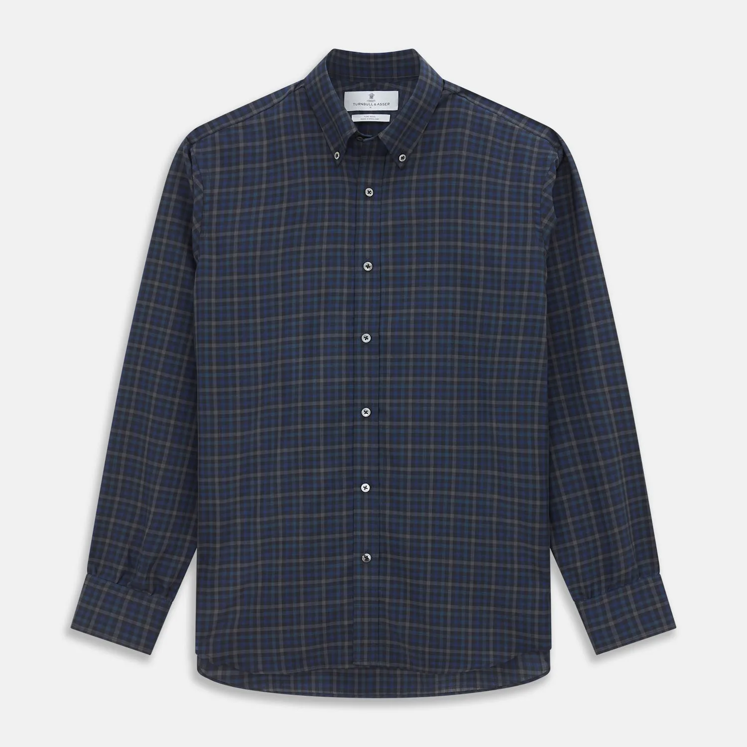 Blue Multi Check Wool Weekend Fit Hayne Shirt sold by Turnbull & Asser
