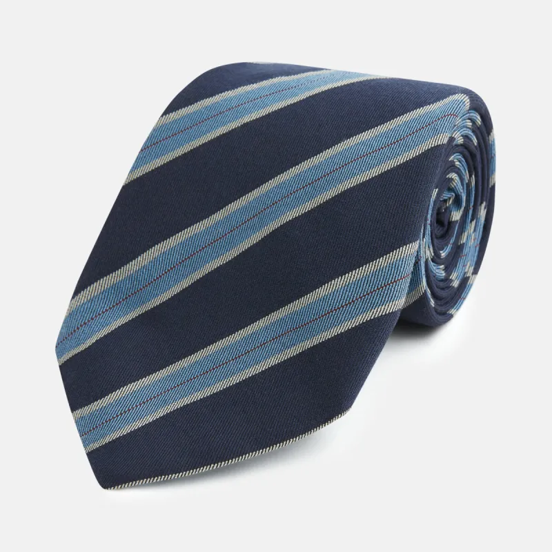 Blue Multi Stripe Silk Blend Tie sold by Turnbull & Asser