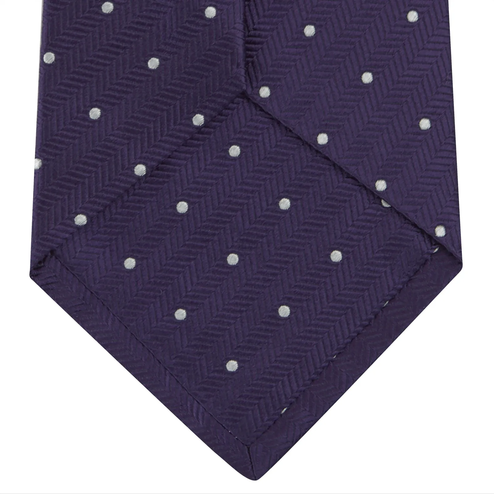 Plum and White Small Spot Herringbone Silk Tie sold by Turnbull & Asser product image thumbnail 4