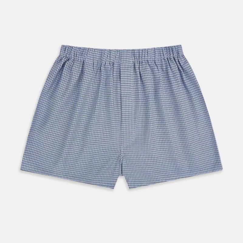 Blue Houndstooth Godfrey Boxer Shorts sold by Turnbull & Asser
