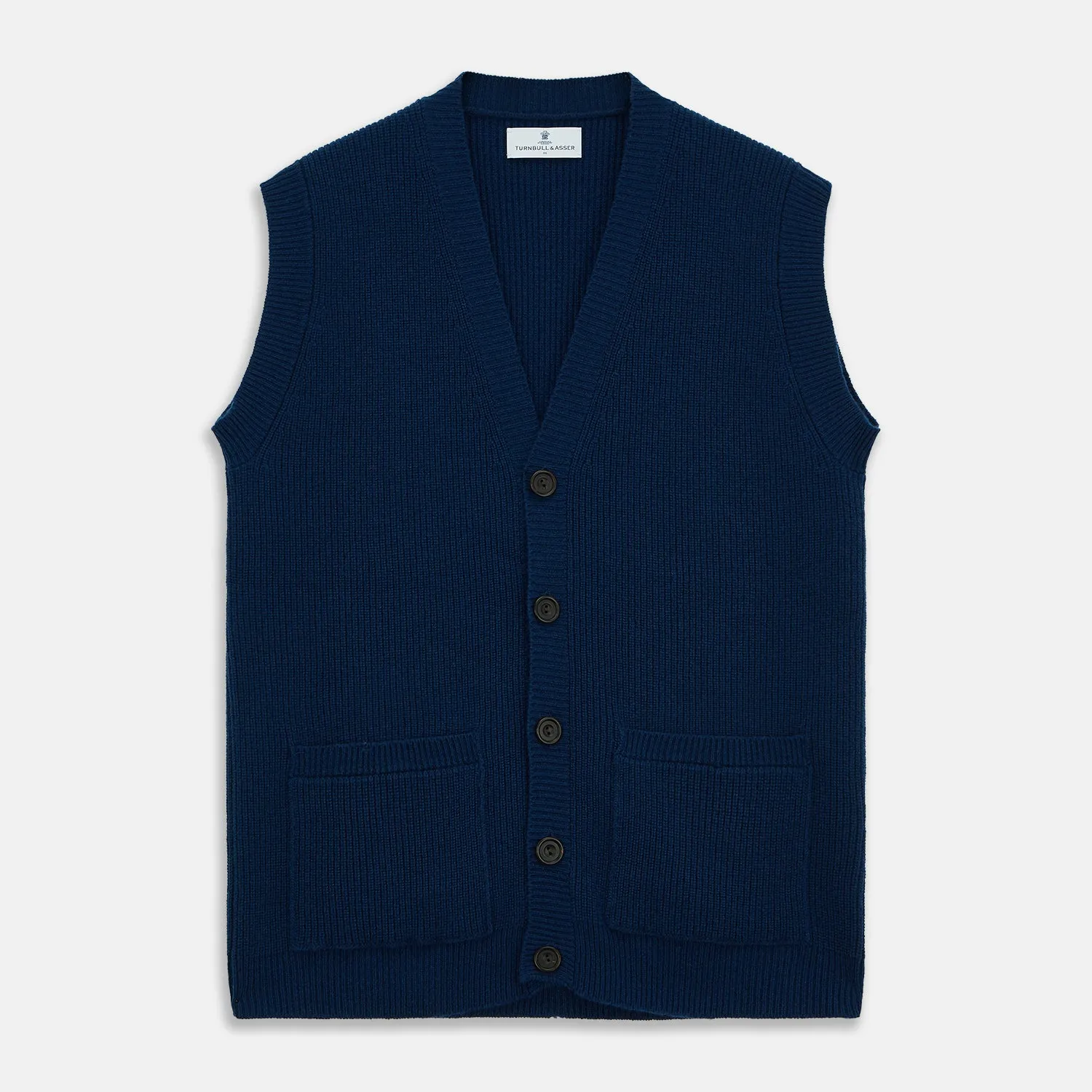 Navy Sleeveless Cashmere Cardigan sold by Turnbull & Asser product image thumbnail 2