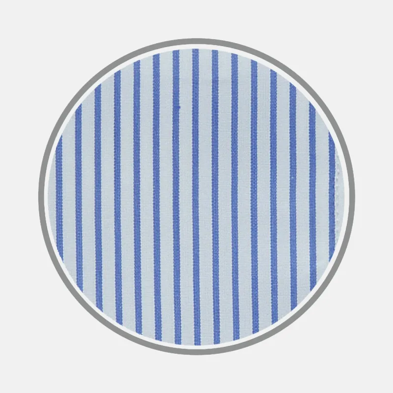 Blue Half Bengal Stripe Cotton Fabric sold by Turnbull & Asser